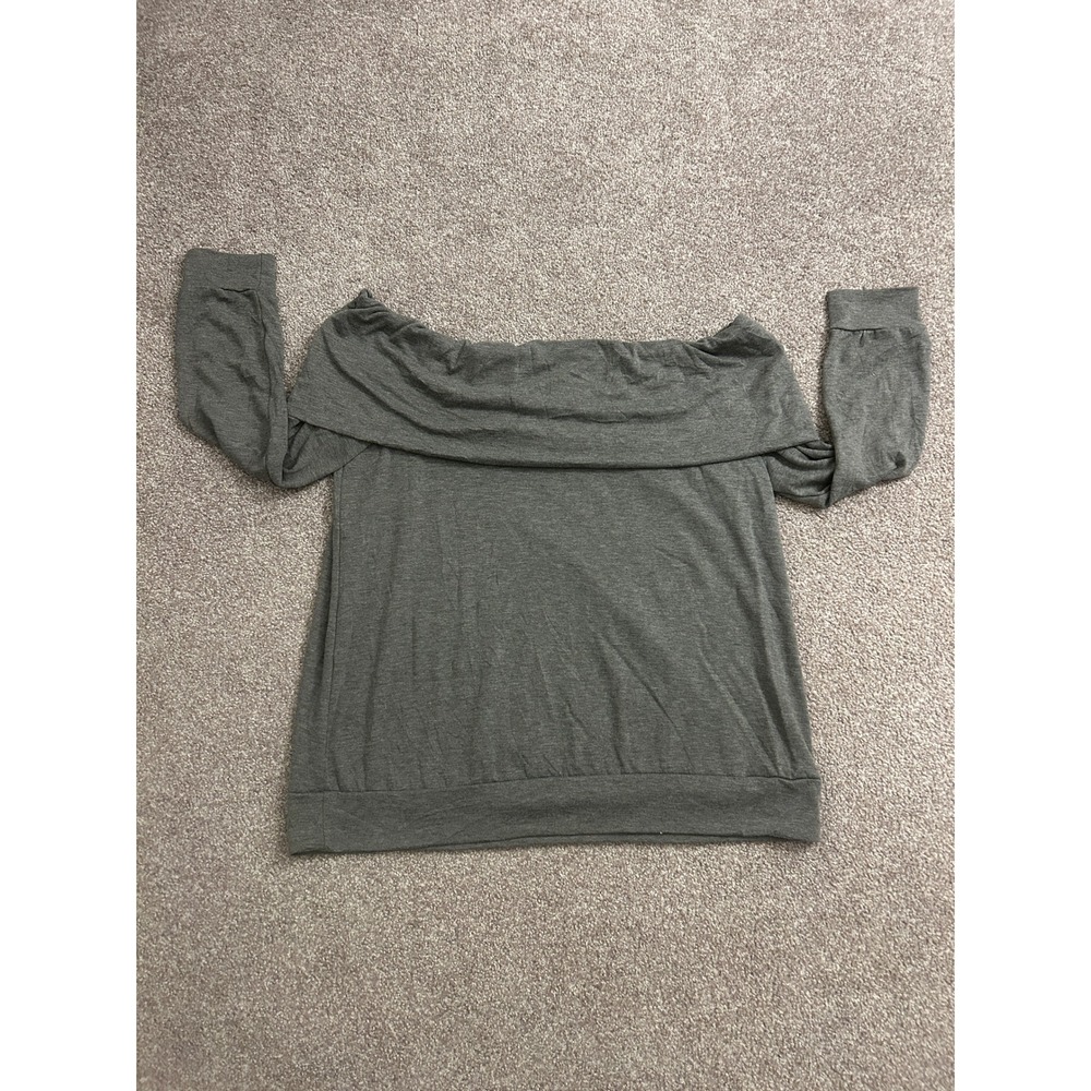 Charlotte Russe Off Shoulder Top Womens XL Gray Excellent Long Sleeve Knit